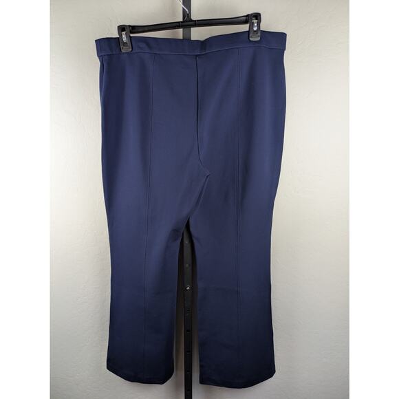 Susan Graver Modern Essentials navy blue ponte knit bootcut pants leg seam - Picture 2 of 6